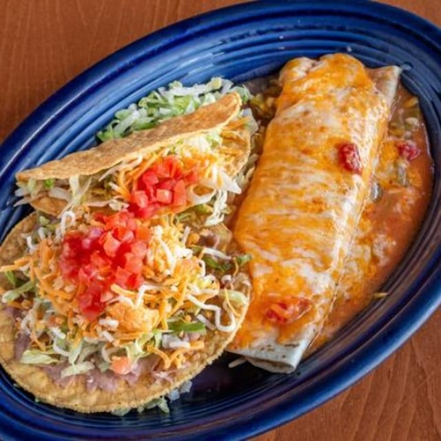 #3 Bean Burrito, Tostada and Taco.